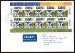 Bund 3703 als portoger. MeF mit 10x 37 Cent Briefe-Dauerserie als kpl. Bogen auf Auslands-Brief 14x20 cm von 2022-2024 nach Chile, AnkStpl.