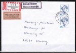 Bund 1614 als portoger. MeF mit 2x 450 Pf Frauen-Serie auf Inlands-Einschreibe-Rückschein-Brief 20-50g von 1994