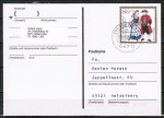 Bund 1758 als portoger. EF mit 80 Pf Wohlfahrt 1994 / Halle auf Inlands-Postkarte von 1994-1997, codiert