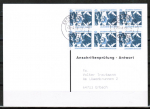 Bund 1347 als portoger. MeF mit 6x 10 Pf SWK aus Rolle auf Sammel-Anschriftenprüfungs-Postkarte von 1993-2002