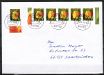 Bund 2484 als portoger. MeF mit 6x 10 Cent Blumen / Tulpe aus Bogen auf Inlands-Brief bis 20g von 2014, codiert