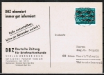 Bund 664 als portoger. EF mit 20 Pf Chemiefaser auf Auslands-Drucksache-Postkarte von 1971 in die Schweiz