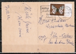 Bund 376 als portoger. EF mit 7 Pf Jugend 1962 / Schmetterlinge als Eckrand-Marke auf Inlands-"Drucksache"-Postkarte bis 20g von 1962-1963