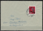 Bund 403 als portoger. EF mit 20 Pf Jugend 1963 / Vögel auf Inlands-Brief bis 20g von 1963-1964