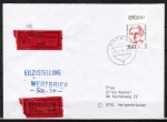 Berlin 830 als portoger. EF mit 500 Pf Frauen-Serie mit Oberrand auf VGO-Eil-Wertbrief bis 20g von 1990-1991, mit Einlieferungsschein