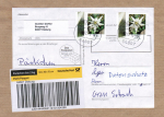 Bund 2530 als portoger. MeF mit 2x 220 Cent Blumen-Serie / Edelwei aus Bogen je mit Oberrand auf Inlands-Pckchen-Adresse von 2015 mit Label
