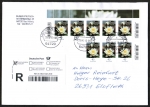 Bund 3303 als portoger. MeF mit 8x 45 Cent Blumen / Seerose aus Bogen mit Rand / Scancode auf Einwurf-Einschreibe-Brief 14x20 cm von 2017-2019