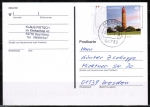 Bund 3010 als portogerechte EF mit 45 Cent Leuchtturm Flügge auf Inlands-Postkarte von 2013-2019, codiert