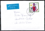 Bund 1485 als portoger. EF mit 60 Pf Weihnachten 1990 auf VGO-Europa-Luftpost-Brief bis 20g von 1990 nach sterreich, AnkStpl.