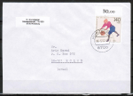 Bund 1501 als portoger. EF mit 140 Pf Sport 1991 auf Auslands-Brief bis 20g von 1992 nach Israel
