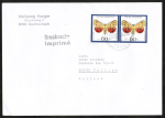 Bund 1602 als portoger. MeF mit 2x 60 Pf Jugend 1992 auf Auslands-Drucksache 20-50g von 1992 nach Estland, AnkStpl., 14x20 cm