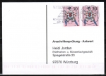 Bund 652 als portoger. MeF mit 2x 30 Pf Wohlfahrt 1970 auf Sammel-Anschriftenprüfungs-Postkarte von 1993-2002, codiert
