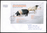 Bund 3261-3262 als portoger. Block-EF mit 70 Cent Schaf + 85 Cent Schwein-Block auf C5-Inlands-Brief von 2019-2021, ca. 23 cm lang