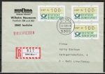 Bund ATM 1 -  - 3 Marken zu 100 Pf als portoger. MeF auf Auslands-Einschreibe-Brief 20-50g vom Ersttag / 2. 1.1981 nach Österreich
