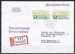 Bund ATM 1 - - 2 Marken zu 100 Pf als portoger. MeF auf Inlands-Einschreib-Blindensendung vom September 1982