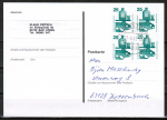 Bund 697 als portoger. MeF mit 4x 25 Pf Unfallverhütung aus Rolle auf Inlands-Postkarte von 1997-2002, codiert