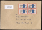 Bund 1425 als portogerechte MeF mit 4x 80 Pf Friedrich Silcher auf Inlands-Brief 100-250g von 1989, 14x20 cm