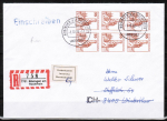 Bund 1139 als portoger. MeF mit 8x 35Pf B+S - Serie aus Bogen auf Einschreibbrief von 1986 vom ZAG Bsingen in die Schweiz - AnkStpl. - unbekannt zurck