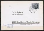 Bund 433 als portoger. EF mit 20 Pf Dietrich Bonhoeffer EZM aus Widerstands-Block auf Inlands-Brief bis 20g von 1964-1966