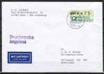 Bund ATM 1 - Marke zu 75 Pf in Spritzguss-Type als portoger. EF auf Luftpost-Drucksache vom März 1983 nach Großbritannien mit Terminal-Stempel Bonn / j