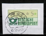 Bund ATM 1 - Marke zu 5 Pf in Gravur-Type auf kleinem Briefstück mit sauberer Terminal-Stempelung Wiesbaden / tb