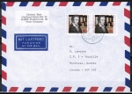 Bund 1377 als portoger. MeF mit 2x 80 Pf L. Gmelin auf Luftpost-Brief 5-10g von 1989 nach Kanada