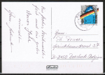 Bund 1481 als portoger. EF mit 50 Pf Grenzffnung EZM aus Block auf VGO-Auslands-Postkarte von 1990/1991 nach Belgien, codiert