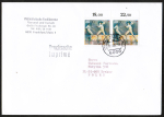 Bund 1592 als portoger. MeF mit 2x 60 Pf Sport 1992 auf Auslands-Drucksache 20-50g von 1992 nach Polen, AnkStpl., 14x20 cm