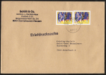 Bund 1600 als portoger. MeF mit 2x 100 Pf Zirkus Renz auf Briefdrucksache 50-100g von 1992, 14x20 cm