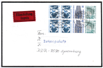Berlin 798+794+796 C/D als Heft-Blatt 3,- DM SWK als portoger. EF auf Sonderporto-Eilbrief bis 20g von 1989-1991 in die DDR / VGO, AnkStpl.