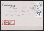 Berlin 770 als portoger. MiF mit 50 Pf Frauen-Serie + 300 Pf Frauen Bund auf Einschreibe-Brief bis 20g vom Dez. 1991 von Ost- nach West-Berlin