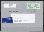 Bund 1038 als portoger. MeF mit 2x grüner 50 Pf B+S - Marke aus Rolle im Buchdruck auf Luftpost-Drucksache bis 20g von 1982-1989 nach Australien