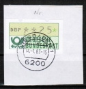 Bund ATM 1 - Marke zu 25 Pf in Gravur-Type auf kleinem Briefstück mit sauberer Terminal-Stempelung Wiesbaden / ta
