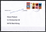 Bund 3530 als portoger. EF mit 80 Cent Sesamstraße als Nassklebe-Marke auf Inlands-Brief bis 20g vom März 2020, codiert, Stempelmängel