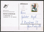 Bund 612 als portoger. EF mit 10 Pf Jugend 1970 auf Inlands-Drucksache-Postkarte von 1970-1971