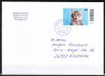 Bund 3748 Skl. (Mi. 3751) als portoger. EF mit 100 Cent Katze als Selbstklebe-Marke auf Inlands-Kompakt-Brief 20-50g von 2023-heute, codiert