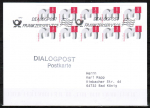 Bund 2964 als portger. MeF mit 10x 3 Cent Erg.-Marke aus Rolle auf Inlands-Dialogpost-Postkarte vom Jan.-Dez. 2023, codiert