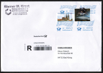 Bund 3479 als portoger. MiF mit 370 Cent Mondlandung + 75 Cent Regensburg Skl. auf C5-Inl.-bergabe-Einschreibe-Brief von 2025, ca. 23 cm lang