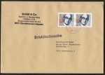 Bund 1584 als portoger. MeF mit 2x 100 Pf Martin Niemller auf Briefdrucksache 50-100g von 1992, 14x20 cm