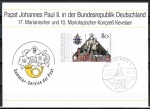 Bund 1320 - 80 Pf Papst Johnannes Paul II. auf Erinnerungskarte mit passendem Werbestempel von Kevelaer von 1987