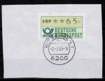 Bund ATM 1 - Marke zu 65 Pf in Gravur-Type auf kleinem Briefstück mit sauber Stempelung Wiesbaden / (ta)