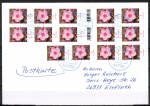 Bund 3296 als portoger. MeF mit 14x 5 Cent Blumen / Phlox aus Rolle auf Inlands-Postkarte von 2022-heute, codiert