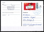 Bund 3788 als portoger. EF mit 70 Cent Otfried Preuler auf Inlands-Postkarte von 2023-2024, codiert