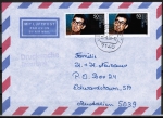 Bund 1360 als portoger. MeF mit 2x 50 Pf Jugend 1988 auf Luftpost-Drucksache bis 20g von 1988-1989 nach Australien