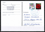 Bund 3424 als portoger. MiF mit 15 Cent Blumen-Serie + 55 Cent Gartenrose auf Inlands-Postkarte von 2022-2024, codiert