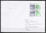Bund 913+1038 o.g./u.g. als portoger. Zdr.-MiF mit 10+50 Pf gr�ne B+S als Zdr. 4er-Block o/u geschn. aus MH Bdr. auf Ausl.-Brief 1982-1989 n. Polen ohne Ank.