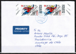 Bund 3797 als portoger. MeF mit 2x 85 Cent Captain Marvel auf Auslands-Brief 20-50g von 2023-2024 nach Chile, AnkStpl.