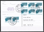 Berlin 863 als portoger. MeF mit 8x 5 Pf SWK aus Rolle auf Orts-Postkarte innerhalb Berlins von 1990-1991