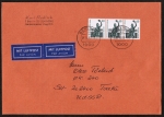 Berlin 795 als portoger. MeF mit 3x 60 Pf SWK als waagr. 3er-Paar aus Bogen auf Auslands-Brief 20-50g von 1987-1989 in die UdSSR, AnkStpl. 14x20 cm