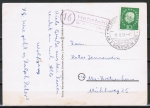 Ansichtskarte der Sparkasse Erbach mit Landpoststempel "(16) Hebstahl ber Michelstadt" von 1959